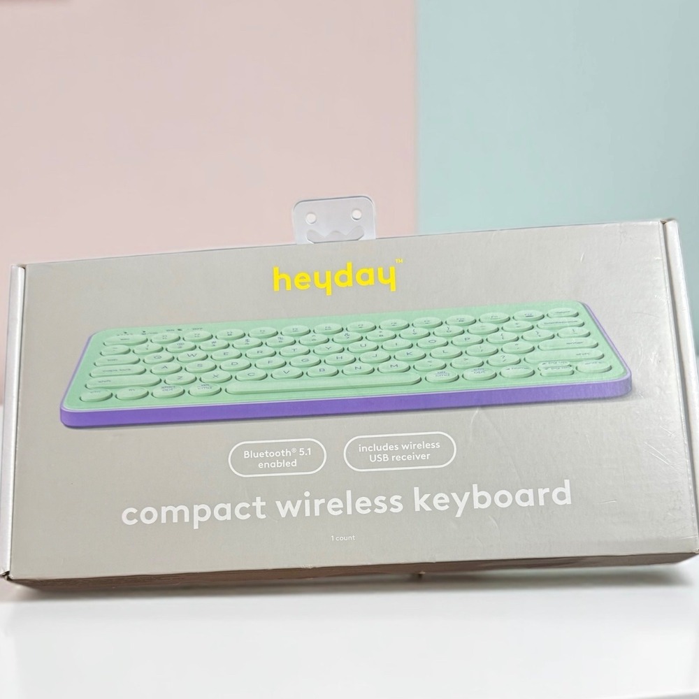 heyday Compact Wireless Keyboard Spring‎ Teal Purple Bluetooth 5.1 NEW